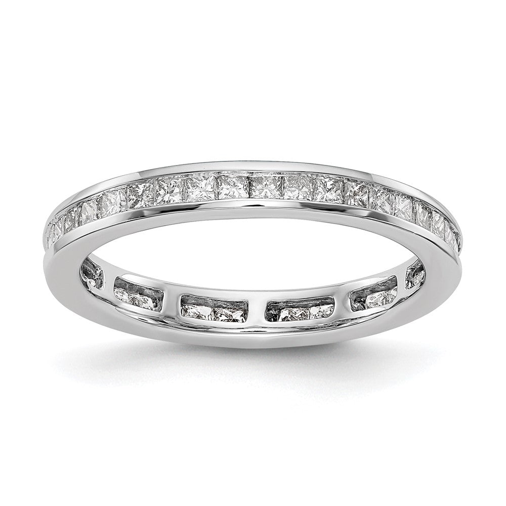 14k White Gold Polished Channel-set 3 carat Princess Diamond Complete Eternity Band