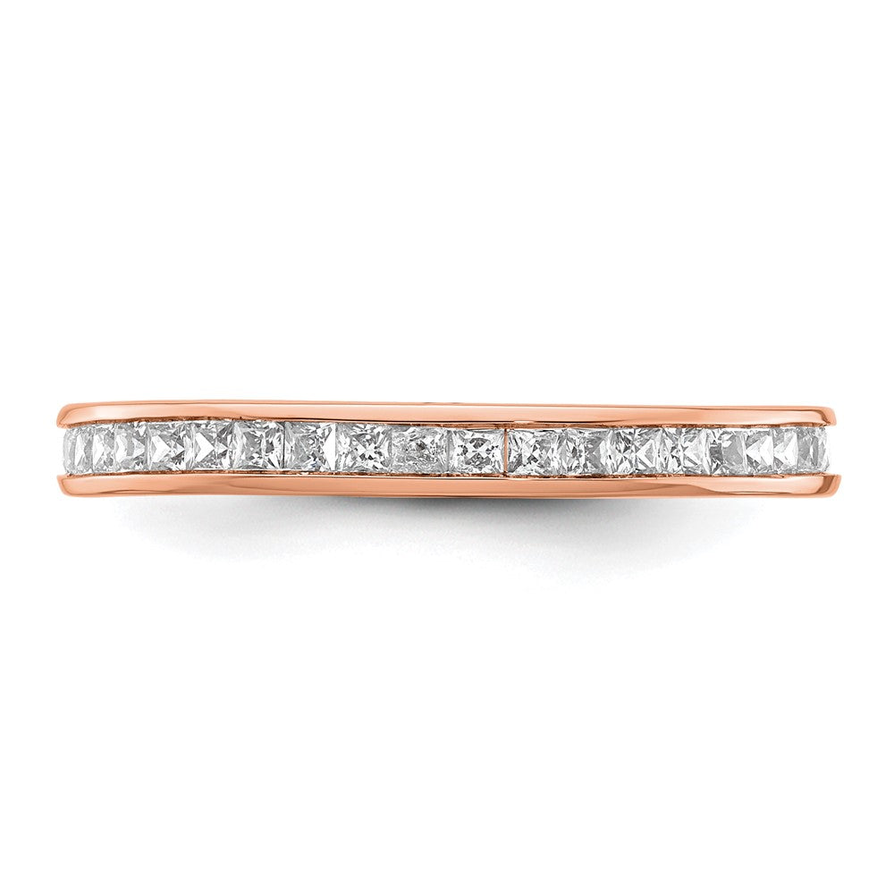 14k Rose Gold Polished Channel-set 1 carat Princess Diamond Complete Eternity Band