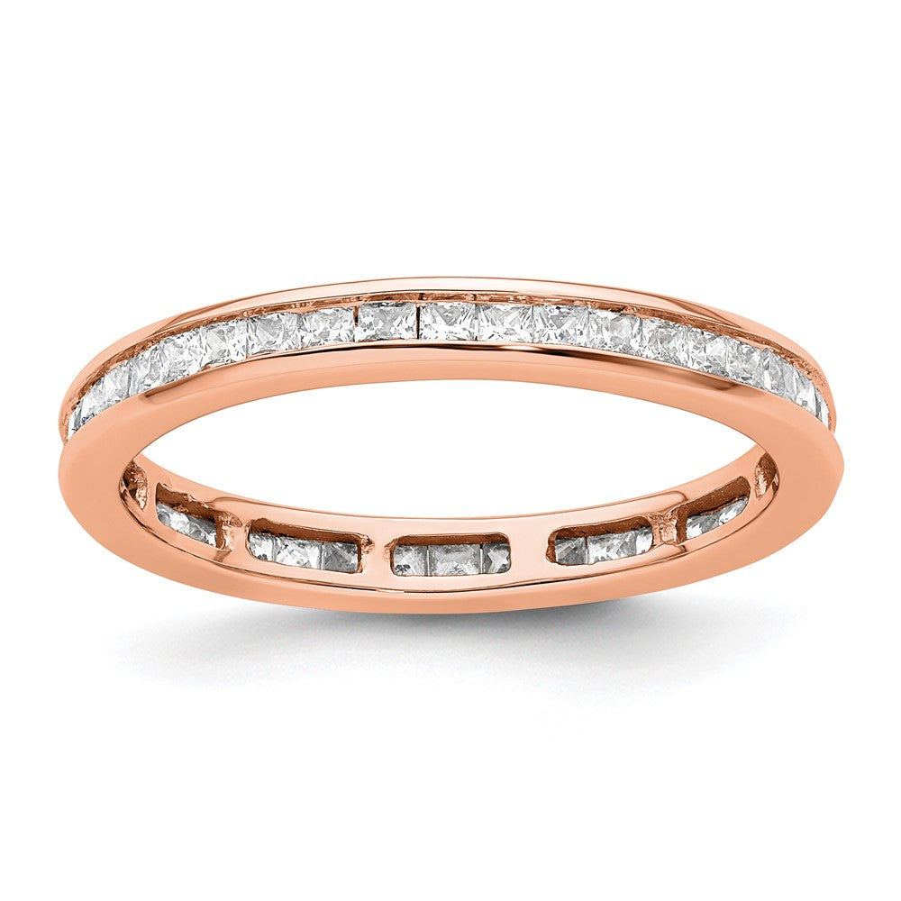 14k Rose Gold Polished Channel-set 1 carat Princess Diamond Complete Eternity Band