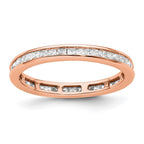 14k Rose Gold Polished Channel-set 1 carat Princess Diamond Complete Eternity Band