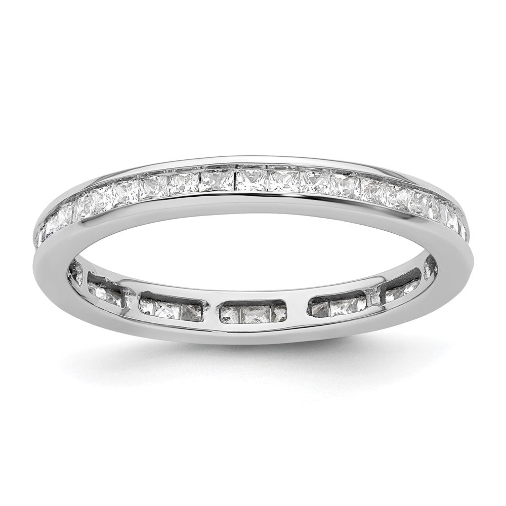 14k White Gold Polished Channel-set 1 carat Princess Diamond Complete Eternity Band