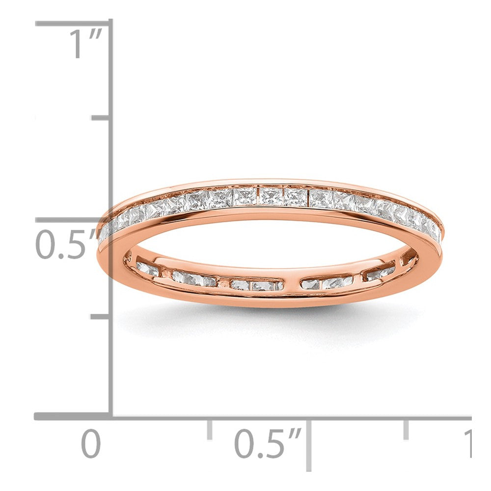 14k Rose Gold Polished Channel-set 1 carat Princess Diamond Complete Eternity Band