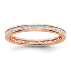 14k Rose Gold Polished Channel-set 1 carat Princess Diamond Complete Eternity Band