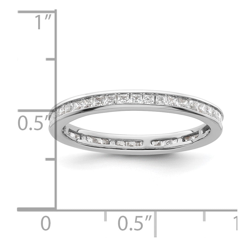 14k White Gold Polished Channel-set 1 carat Princess Diamond Complete Eternity Band