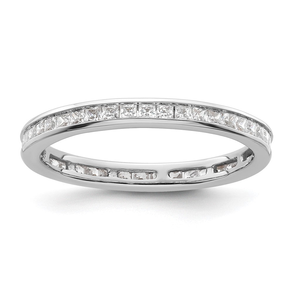 14k White Gold Polished Channel-set 1 carat Princess Diamond Complete Eternity Band