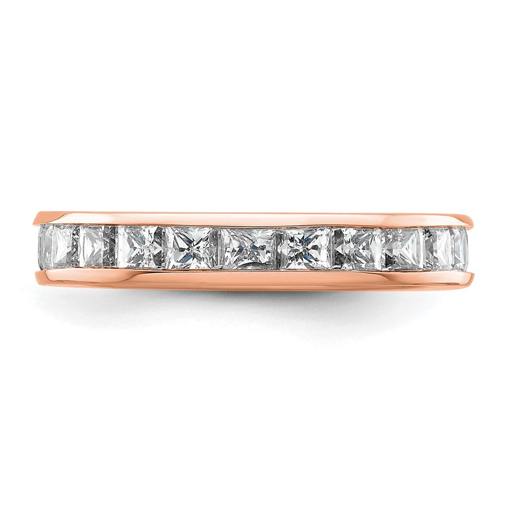 14k Rose Gold Polished Channel-set 2 carat Princess Diamond Complete Eternity Band
