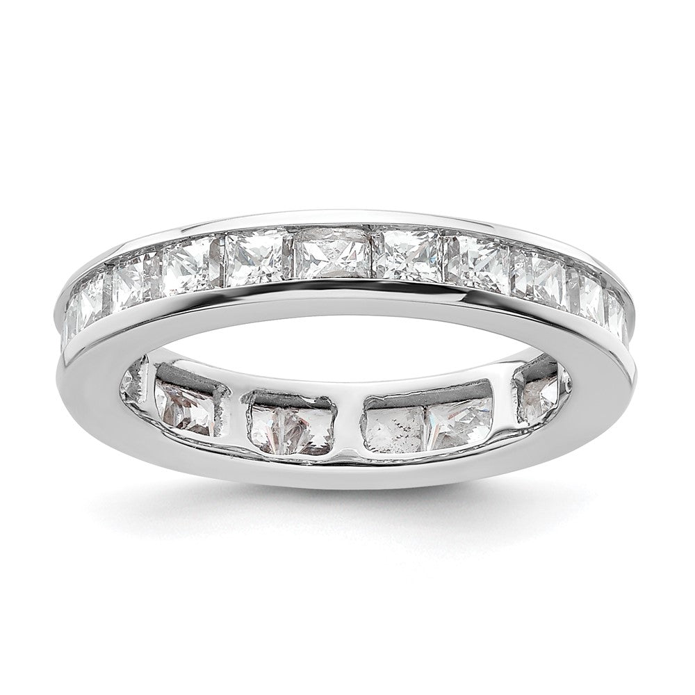 14k White Gold Polished Channel-set 2 carat Princess Diamond Complete Eternity Band
