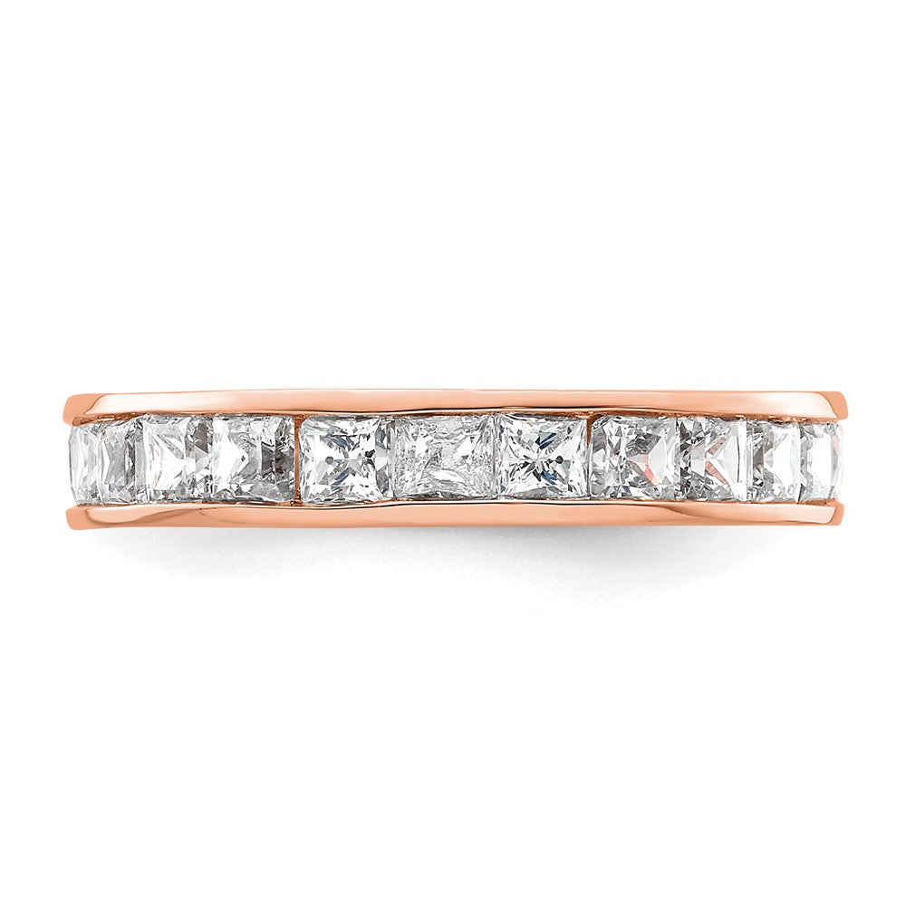 14k Rose Gold Polished Channel-set 2 carat Princess Diamond Complete Eternity Band