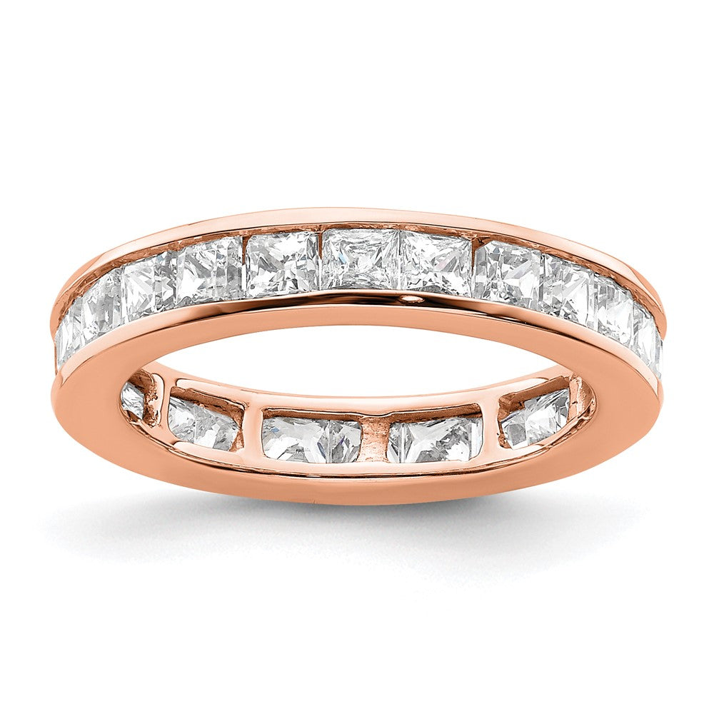14k Rose Gold Polished Channel-set 2 carat Princess Diamond Complete Eternity Band