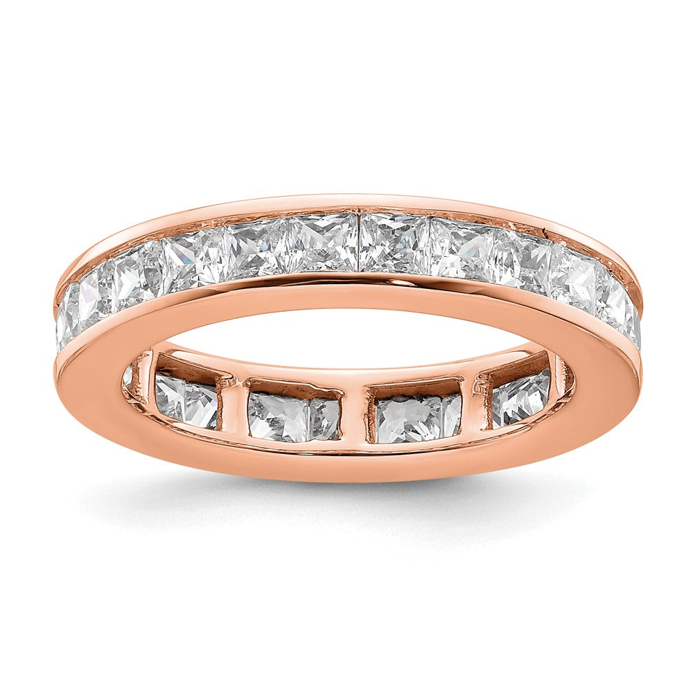 14k Rose Gold Polished Channel-set 2 carat Princess Diamond Complete Eternity Band