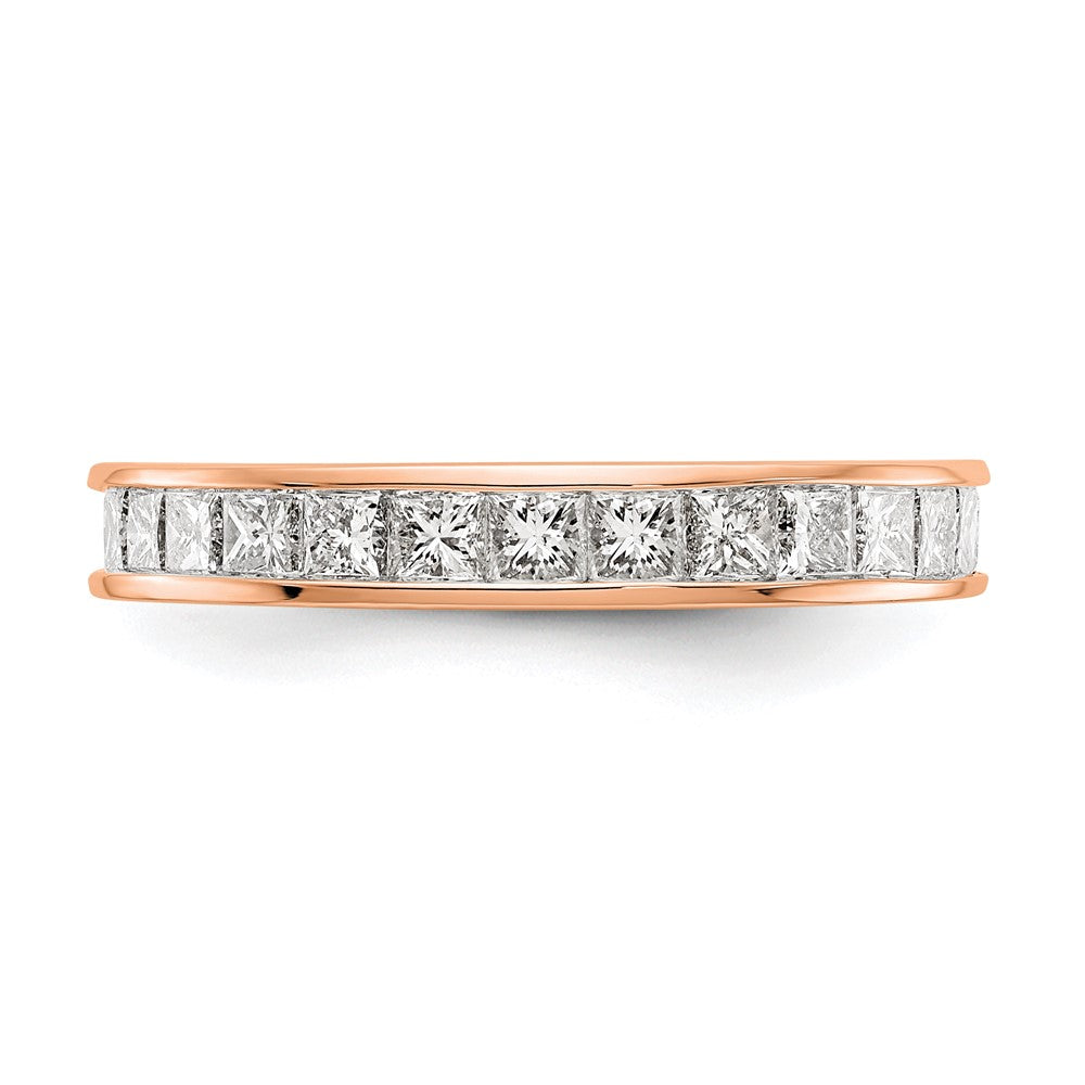 14k Rose Gold Polished Channel-set 2 carat Princess Diamond Complete Eternity Band