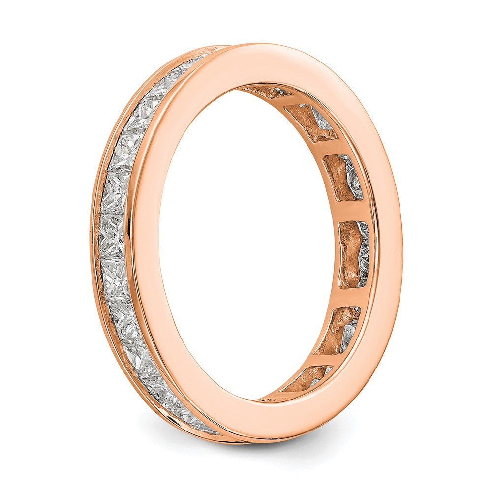 14k Rose Gold Polished Channel-set 2 carat Princess Diamond Complete Eternity Band