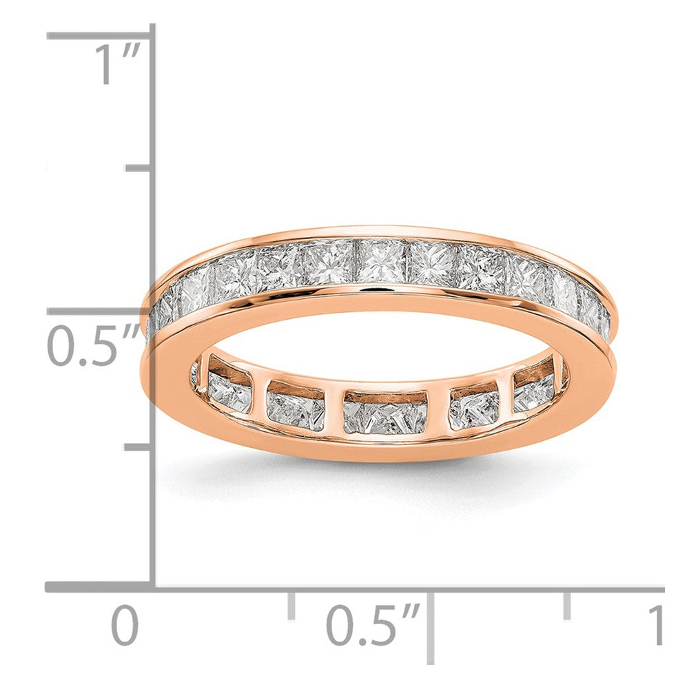 14k Rose Gold Polished Channel-set 2 carat Princess Diamond Complete Eternity Band