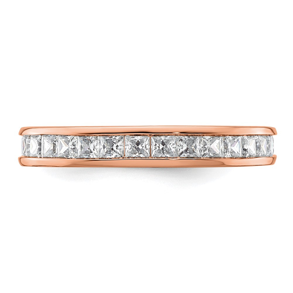 14k Rose Gold Polished Channel-set 2 carat Princess Diamond Complete Eternity Band