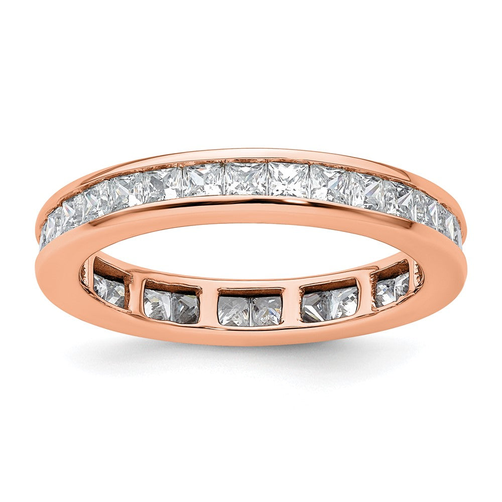 14k Rose Gold Polished Channel-set 2 carat Princess Diamond Complete Eternity Band