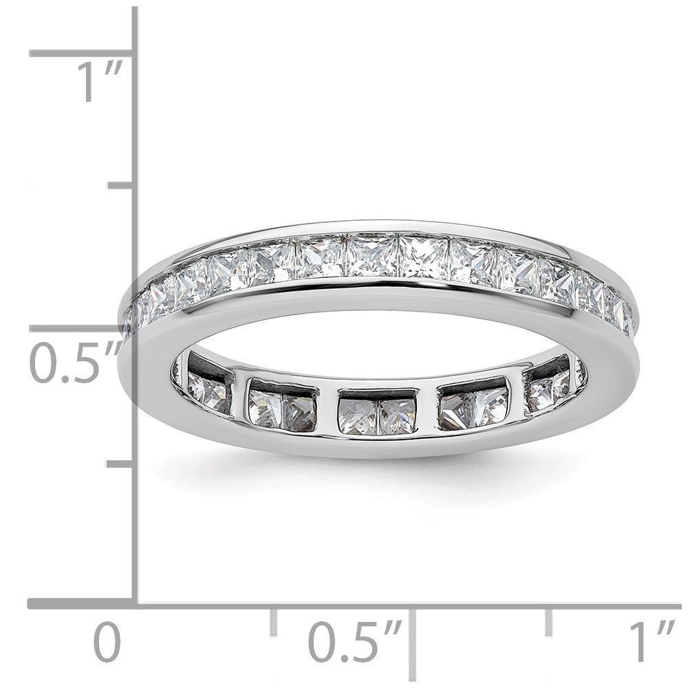14k White Gold Polished Channel-set 2 carat Princess Diamond Complete Eternity Band
