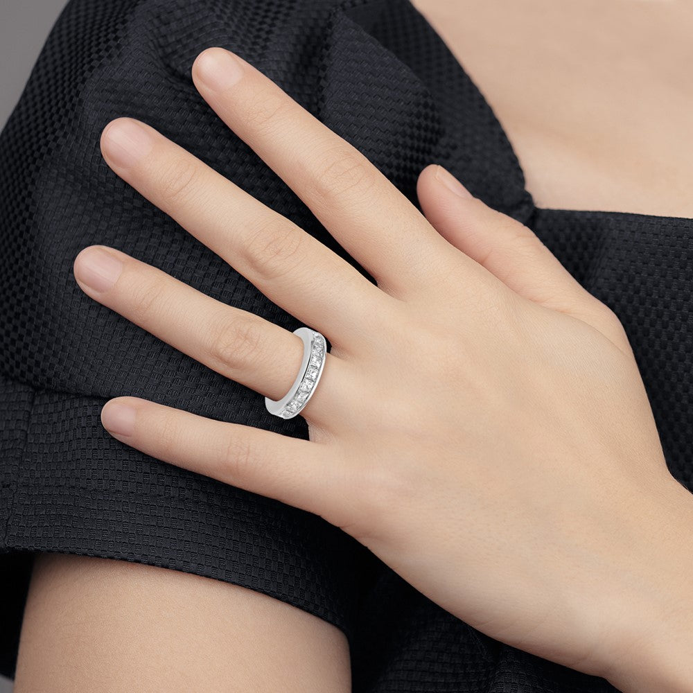 14k White Gold Polished Channel-set 3 carat Princess Diamond Complete Eternity Band