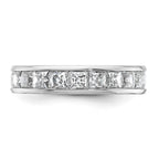 14k White Gold Polished Channel-set 3 carat Princess Diamond Complete Eternity Band