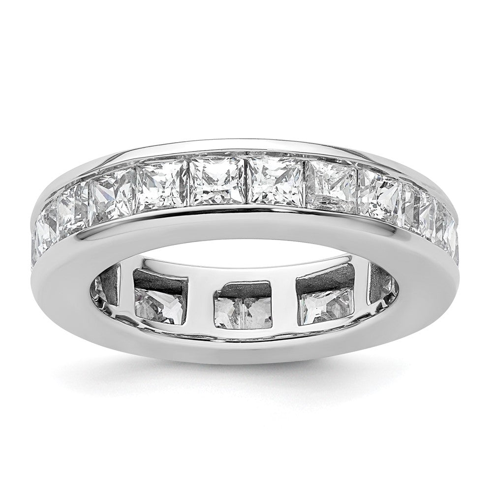 14k White Gold Polished Channel-set 3 carat Princess Diamond Complete Eternity Band