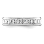14k White Gold Polished Channel-set 3 carat Princess Diamond Complete Eternity Band