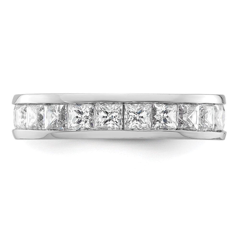 14k White Gold Polished Channel-set 3 carat Princess Diamond Complete Eternity Band