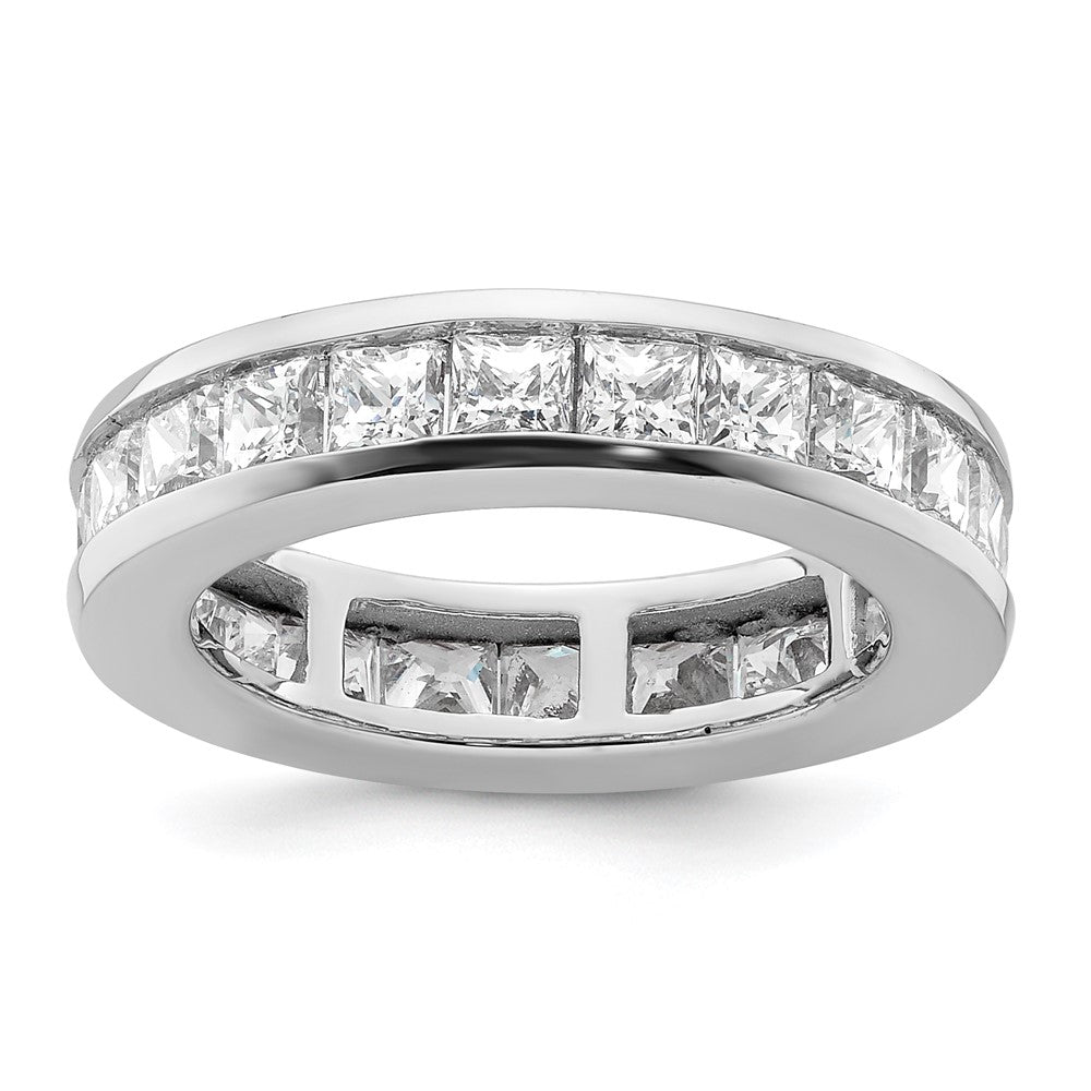 14k White Gold Polished Channel-set 3 carat Princess Diamond Complete Eternity Band