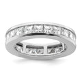 14k White Gold Polished Channel-set 3 carat Princess Diamond Complete Eternity Band