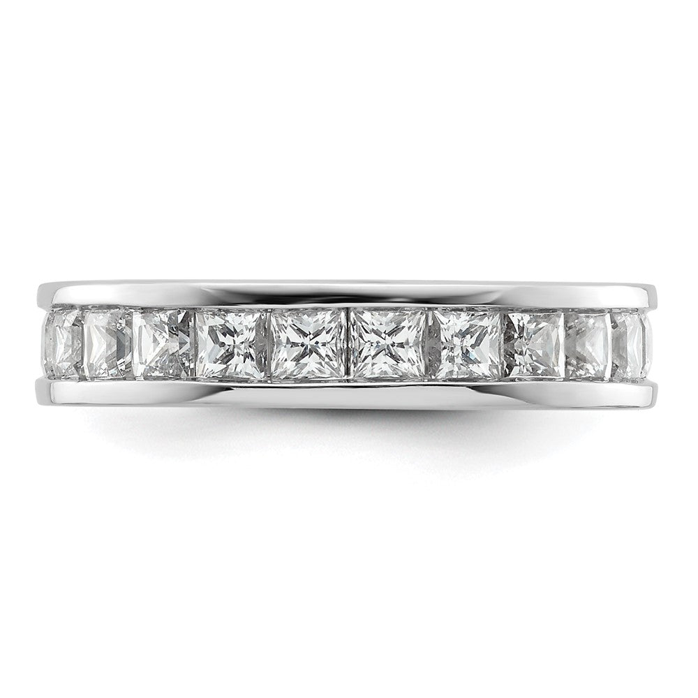 14k White Gold Polished Channel-set 3 carat Princess Diamond Complete Eternity Band