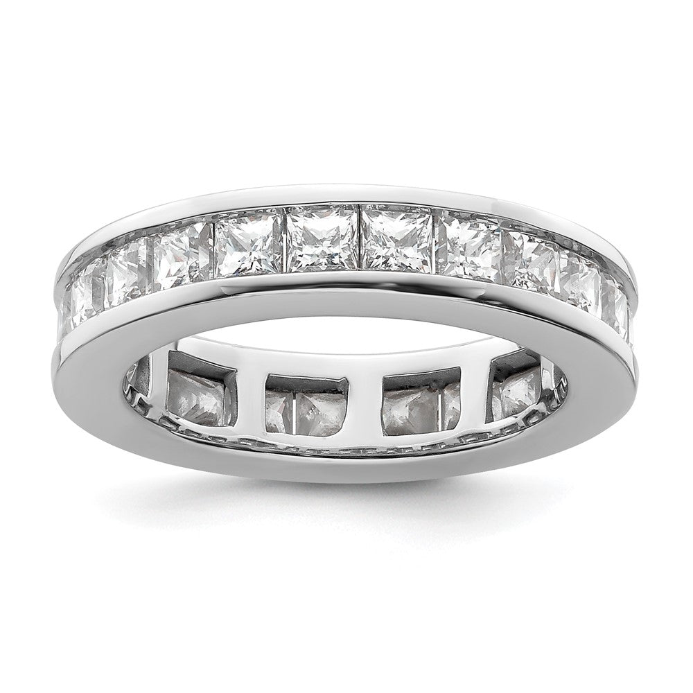 14k White Gold Polished Channel-set 3 carat Princess Diamond Complete Eternity Band