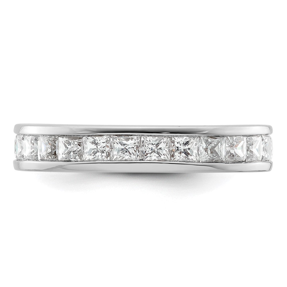 14k White Gold Polished Channel-set 3 carat Princess Diamond Complete Eternity Band