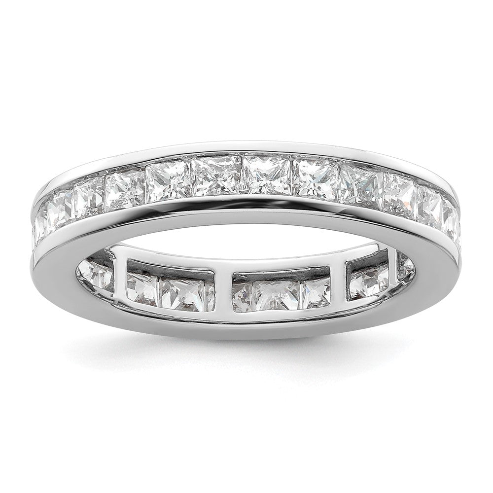 14k White Gold Polished Channel-set 3 carat Princess Diamond Complete Eternity Band