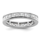 14k White Gold Polished Channel-set 3 carat Princess Diamond Complete Eternity Band