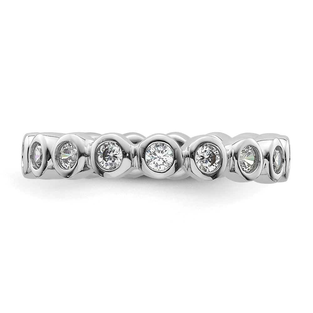 14k White Gold Polished Bezel-set 1/2 carat Diamond Complete Eternity Band