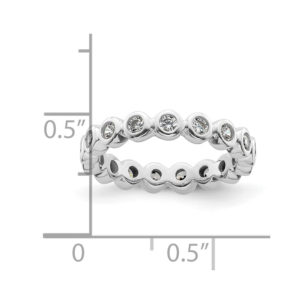 14k White Gold Polished Bezel-set 1/2 carat Diamond Complete Eternity Band