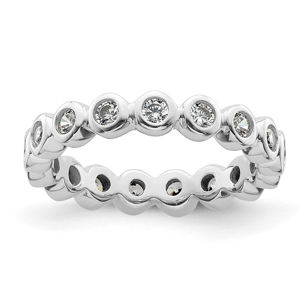 14k White Gold Polished Bezel-set 1/2 carat Diamond Complete Eternity Band