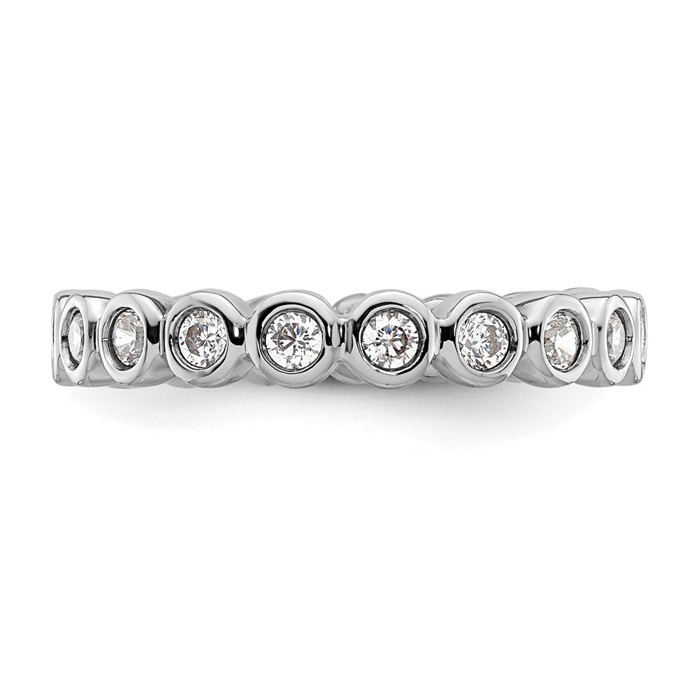 14k White Gold Polished Bezel-set 1/2 carat Diamond Complete Eternity Band