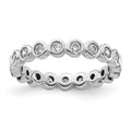14k White Gold Polished Bezel-set 1/2 carat Diamond Complete Eternity Band