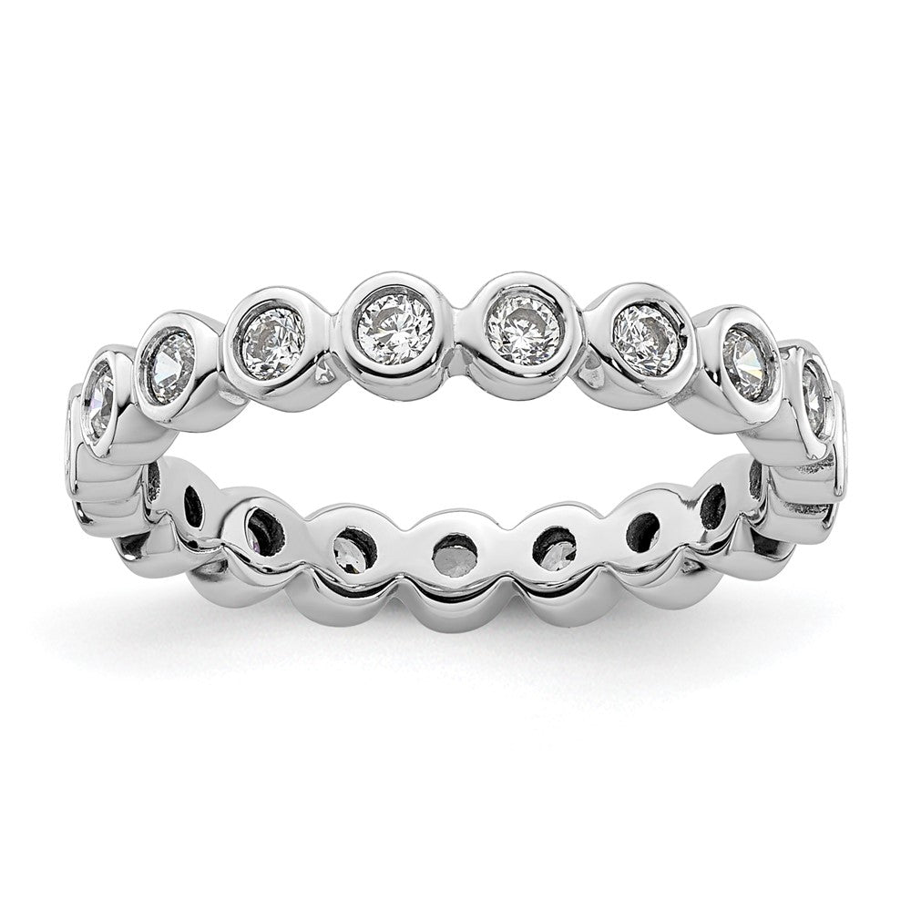 14k White Gold Polished Bezel-set 1/2 carat Diamond Complete Eternity Band