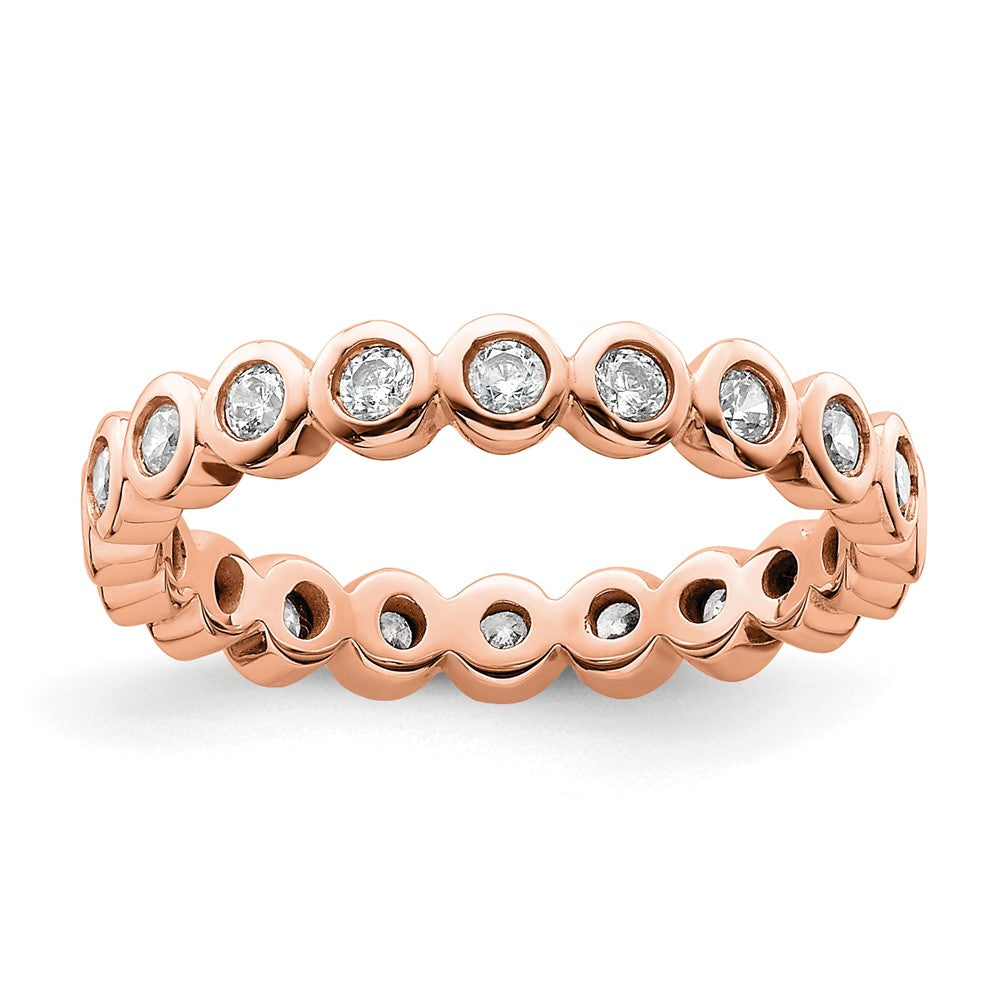14k Rose Gold Polished Bezel-set 1/2 carat Diamond Complete Eternity Band