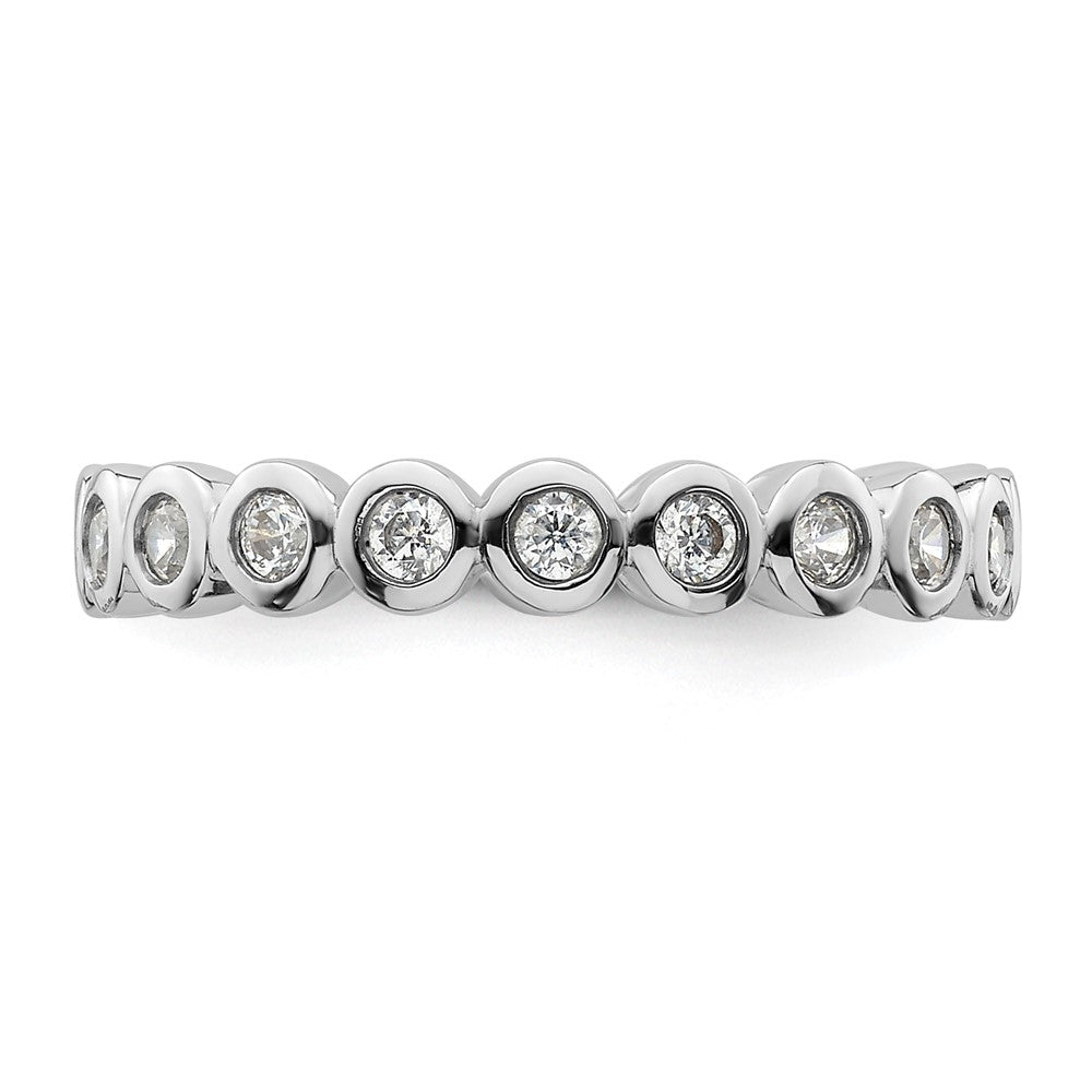 14k White Gold Polished Bezel-set 1/2 carat Diamond Complete Eternity Band