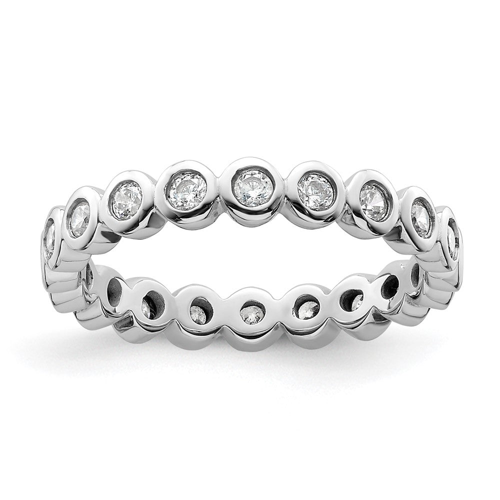 14k White Gold Polished Bezel-set 1/2 carat Diamond Complete Eternity Band