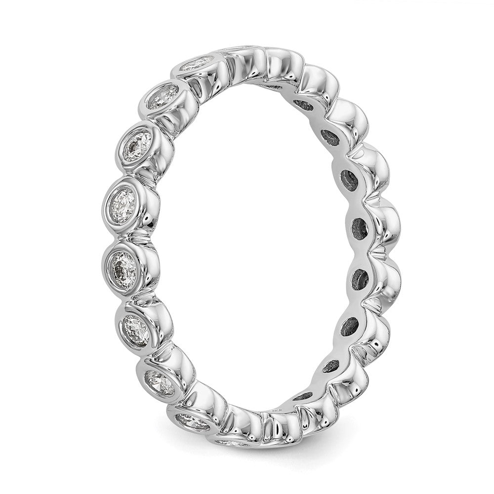 14k White Gold Polished Bezel-set 1/2 carat Diamond Complete Eternity Band