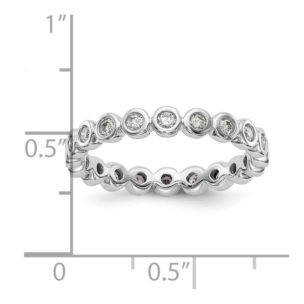 14k White Gold Polished Bezel-set 1/2 carat Diamond Complete Eternity Band