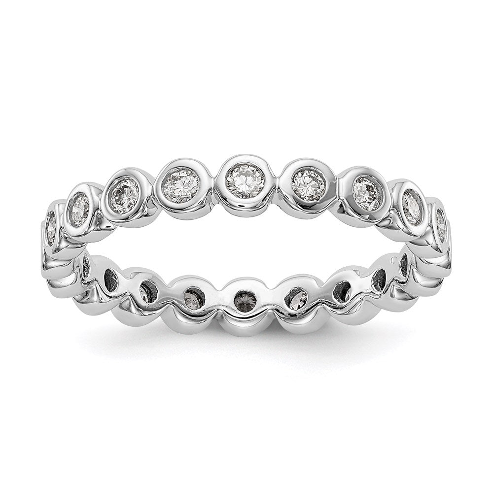 14k White Gold Polished Bezel-set 1/2 carat Diamond Complete Eternity Band