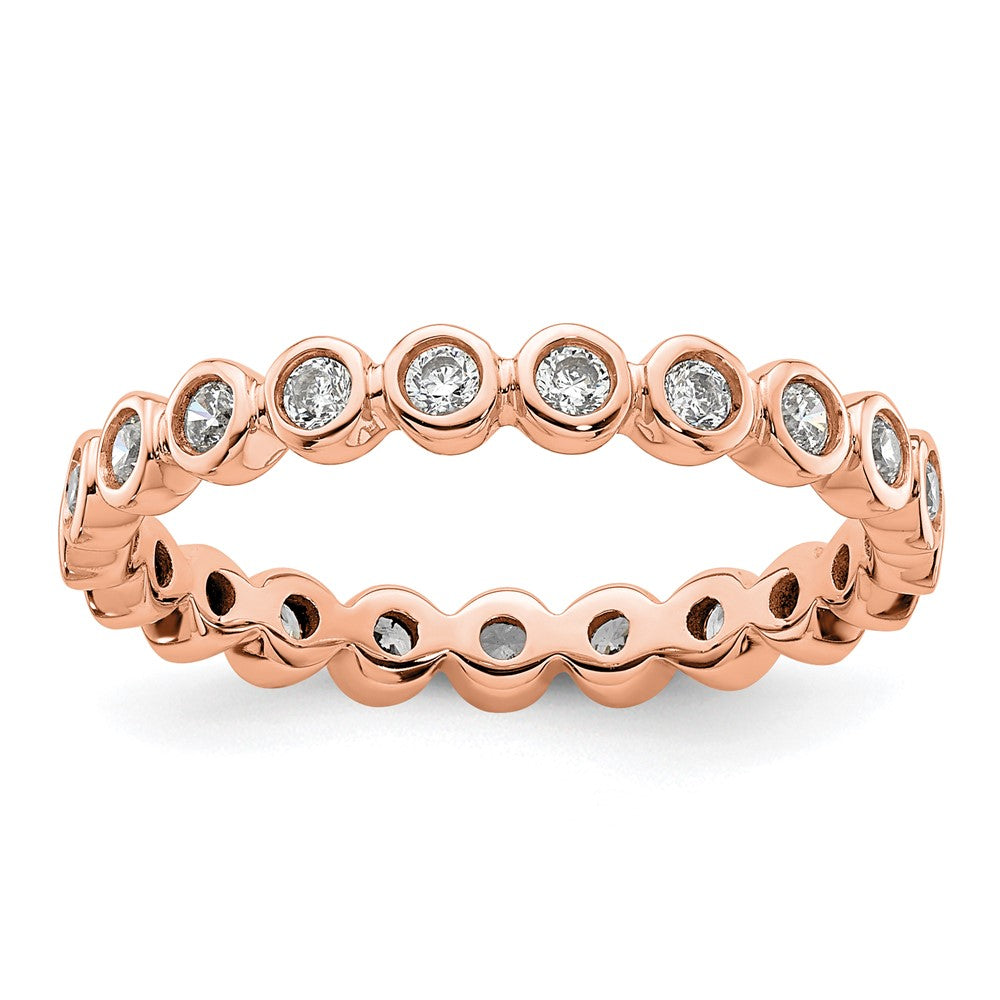 14k Rose Gold Polished Bezel-set 1/2 carat Diamond Complete Eternity Band