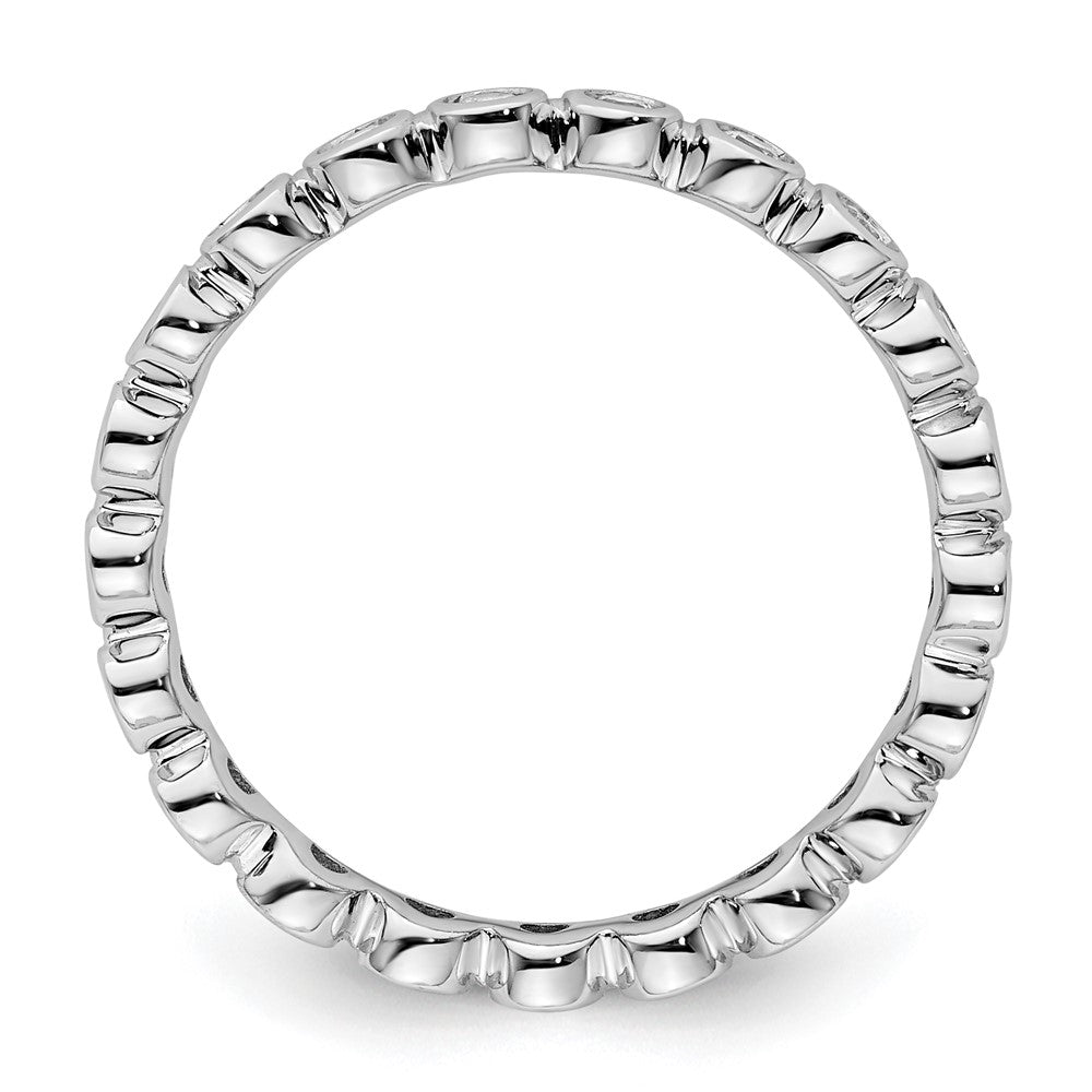 14k White Gold Polished Bezel-set 1/2 carat Diamond Complete Eternity Band