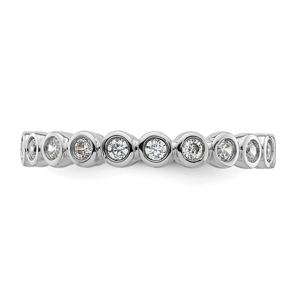 14k White Gold Polished Bezel-set 1/2 carat Diamond Complete Eternity Band
