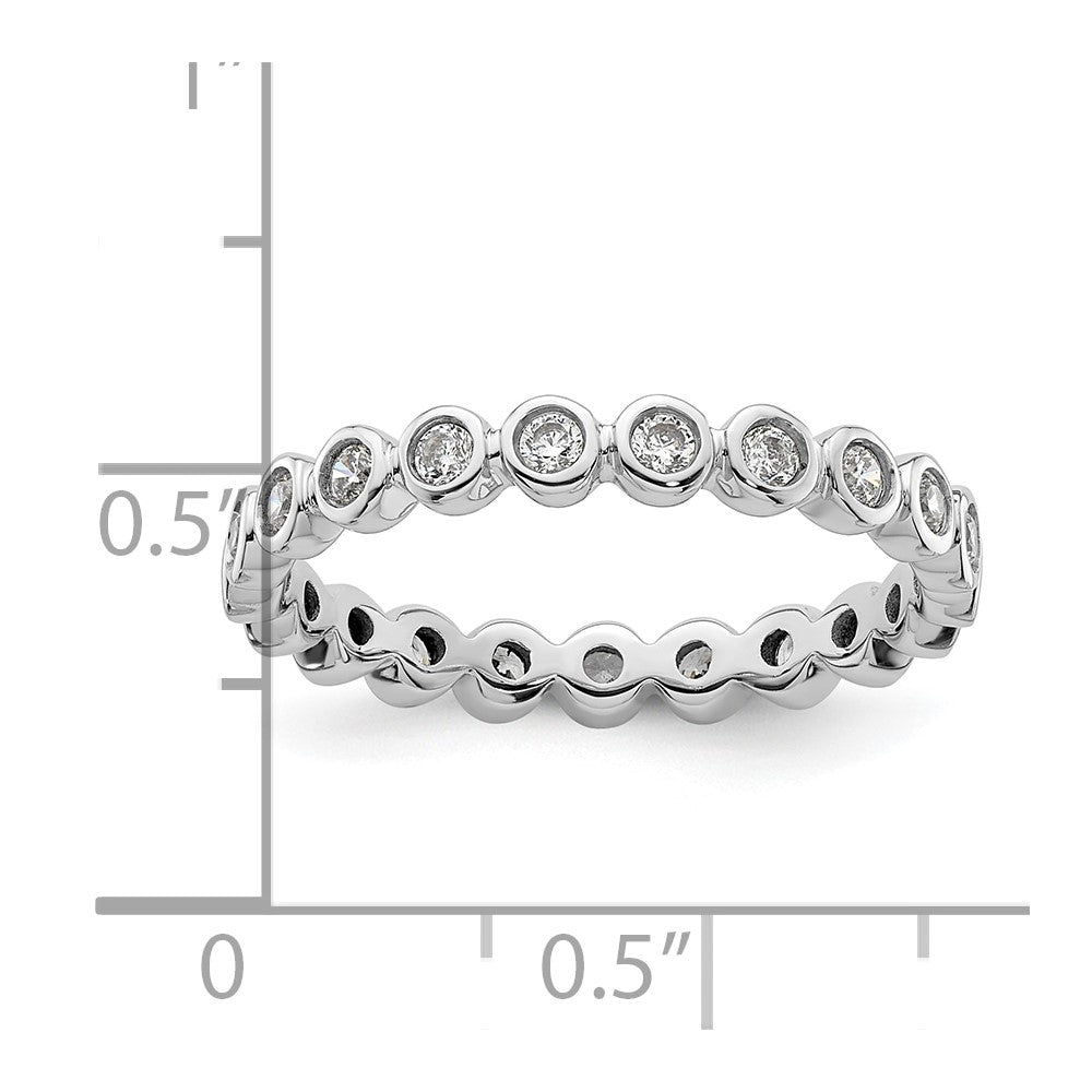 14k White Gold Polished Bezel-set 1/2 carat Diamond Complete Eternity Band