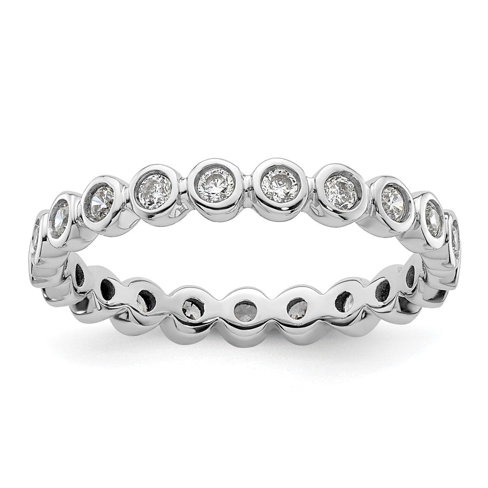 14k White Gold Polished Bezel-set 1/2 carat Diamond Complete Eternity Band