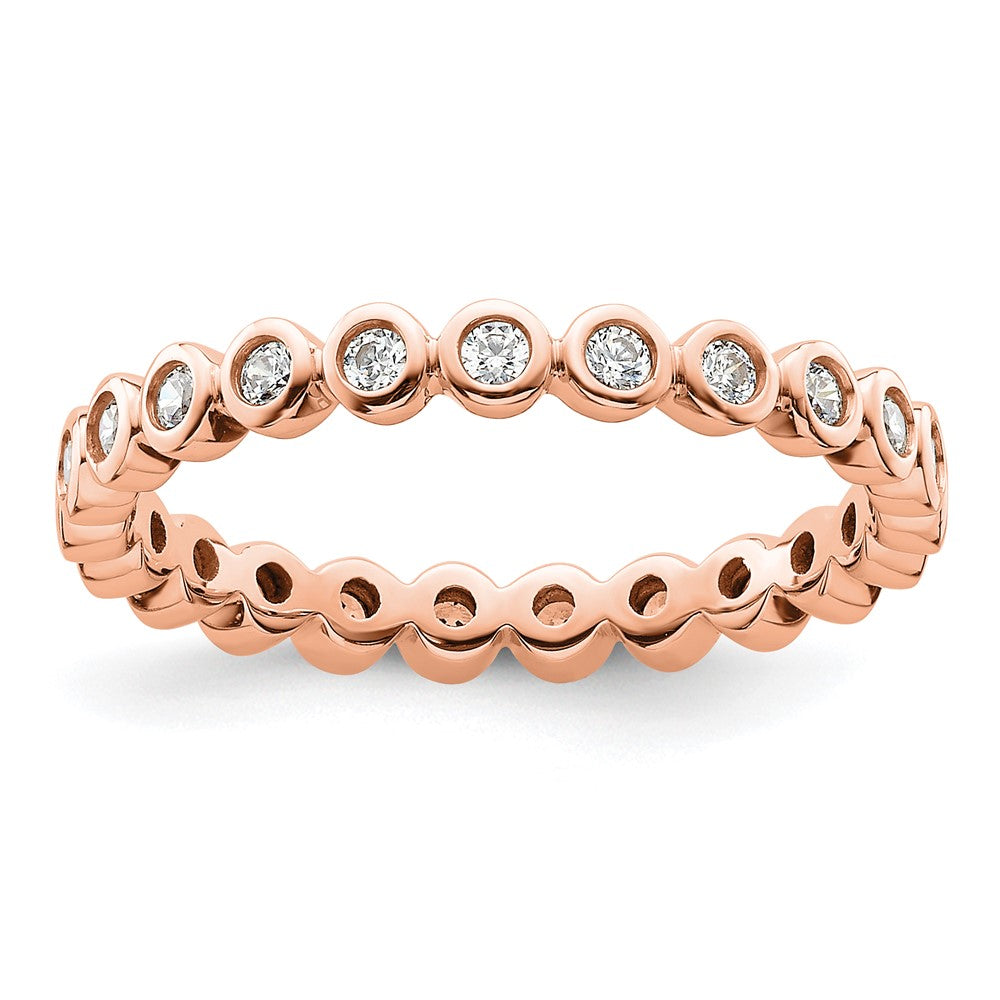 14k Rose Gold Polished Bezel-set 1/2 carat Diamond Complete Eternity Band